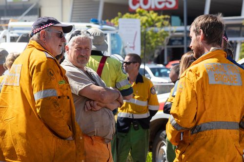 Rural firefighters are seen at the Peregian Springs Control (AAP Image/Rob Maccoll)