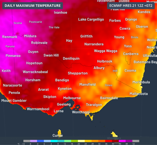 Temperatures could surpass the mid 40s in parts of Victoria on Tuesday.