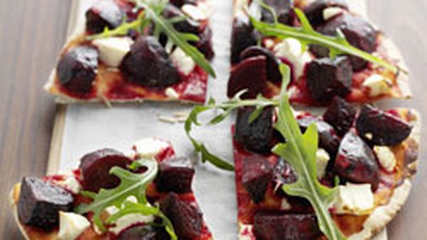 Roasted beetroot and fetta pizza