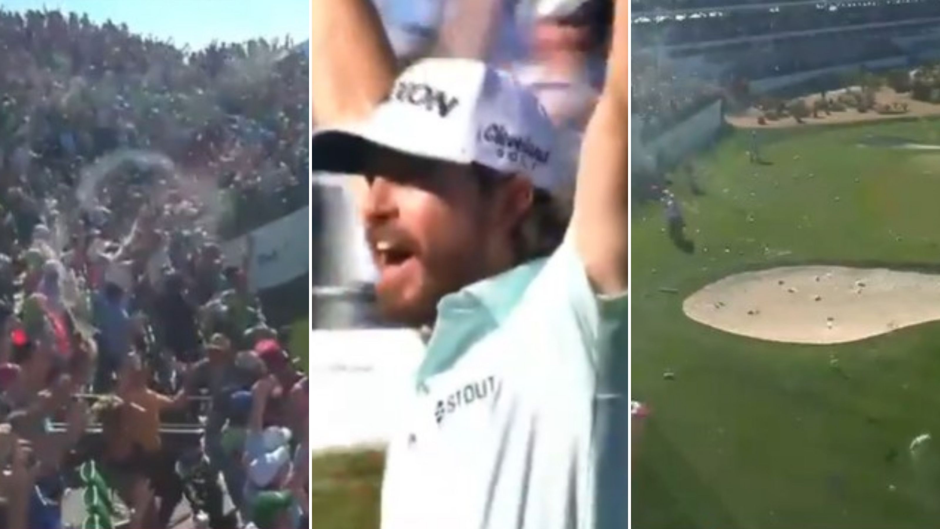 Wild golf scenes as hole-in-one prompts Phoenix Open crowd to hurl beer onto the 16th green