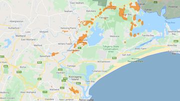 Power outages in the NSW Hunter region this afternoon.
