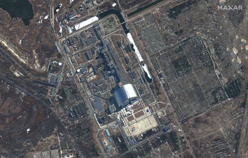 This satellite image provided by Maxar Technologies shows an overview of Chernobyl nuclear facilities, Ukraine, during the Russian invasion.