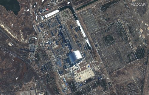 This satellite image provided by Maxar Technologies shows an overview of  Chernobyl nuclear facilities, Ukraine, during the Russian invasion.