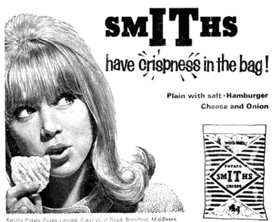 Pattie Boyd in a Smiths Crisps advertisement.