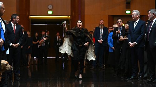 Australian Senator Lidia Thorpe disrupts proceedings as Britain's King Charles III and Queen Camilla visit Parliament House.