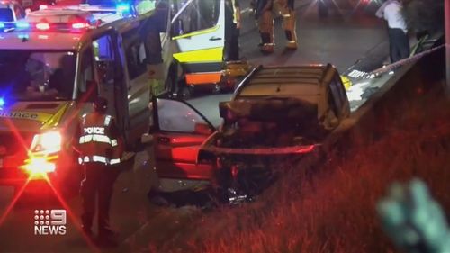 The girl had been pinned by the dash of the allegedly stolen vehicle, which had hit a fence and exploded after clipping the back of a truck on a Gold Coast highway.