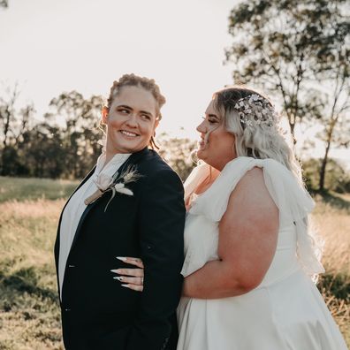 Stef and Kayla on their wedding day.