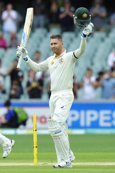 <b>It’s a moment already immortalised in cricket folklore – a crippled Michael Clarke, kissing the Australian badge after scoring a century at the Adelaide Oval.</b><br/><br/>But this ton against India in the First Test will be forever remembered among his 28 other hundreds for the true grit he showed to overcome an ailing back and heavy heart.<br/><br/>Just days after tearfully farewelling his great mate Phil Hughes, Clarke endured the emotions, the pain and even the weather before notching a truly remarkable milestone.