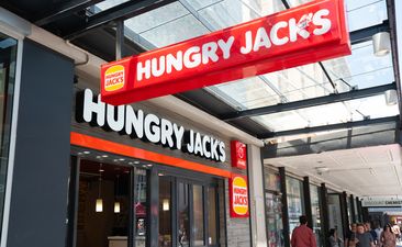 31st December 2018, Adelaide Australia : Hungry Jack&#x27;s restaurant entrance with logo an Australian fast food franchise in Adelaide Australia
