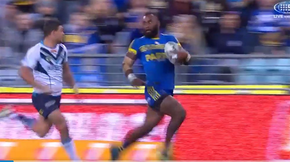 NRL Bunker misses crucial knock on then awards try to Parramatta Eels winger Semi Radradra