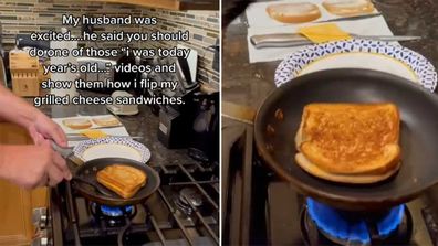 Grilled cheese sandwich frying pan hack