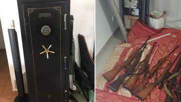 A 150 kg gun safe and nine rifles that were stolen in Darwin and uncovered by police.