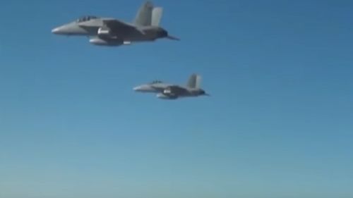 The 103 Perdix drones were launched from three F/A-18 Super Hornets in the sky above the Mojave desert.
