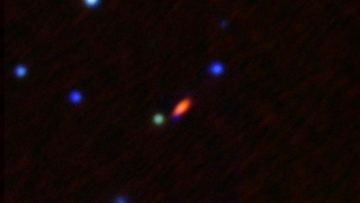 This image, captured by the Karl G. Jansky Very Large Array, shows the object FRB 190520 when it&#x27;s active (in red). 