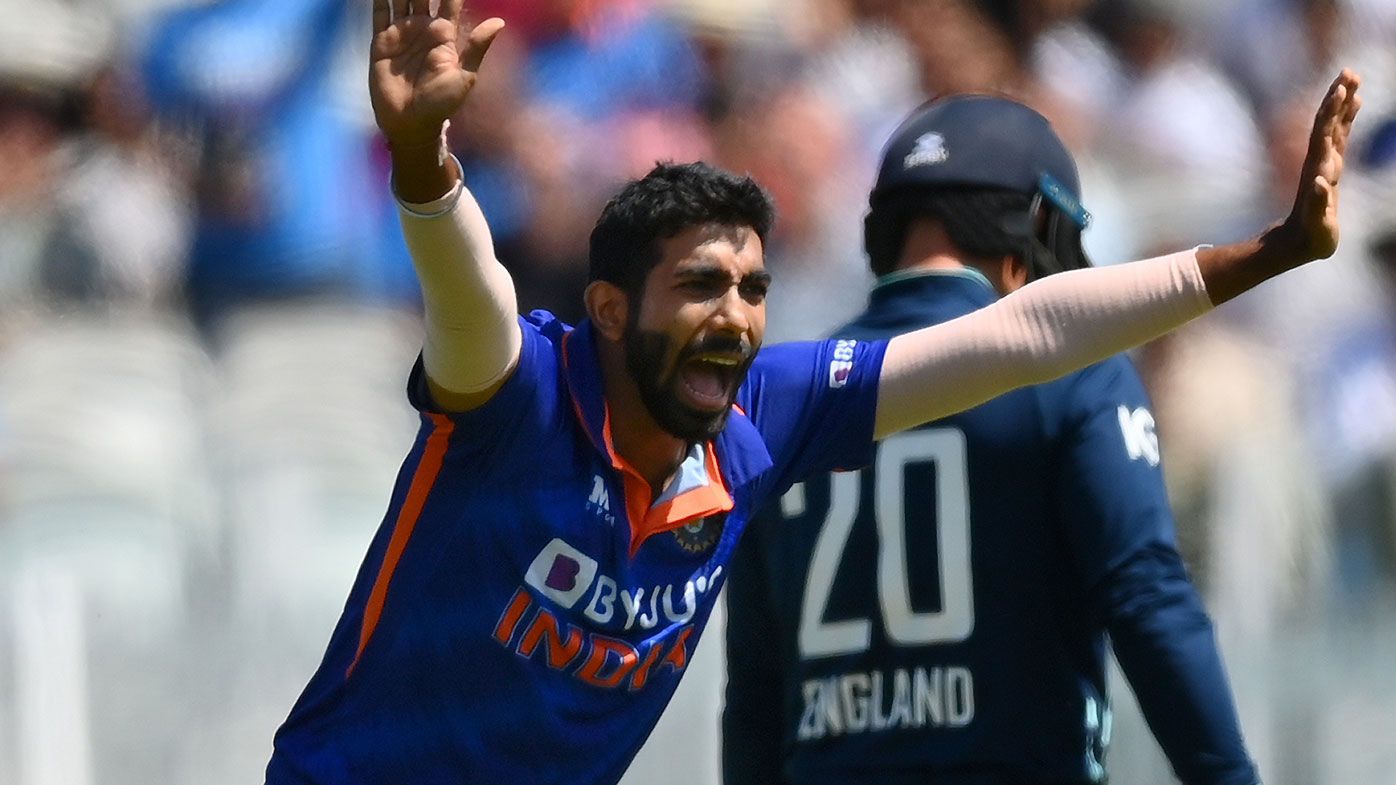 Indian paceman Jasprit Bumrah appeals for a wicket against England