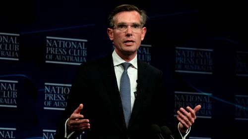 NSW Premier Dominic Perrottet addresses the Press Club in Sydney. 8th December 20221 Photo: Janie Barrett