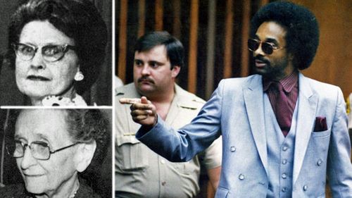 Carton Gary at his 1986 trial and left, from top, victims Martha Thurmond and  Florence Schieble - two of the three women he was found guilty of murdering. 