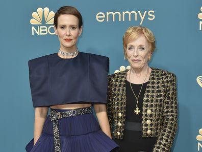 Sarah Paulson, left, and Holland Taylor arrive at the 74th Primetime Emmy Awards on Monday, Sept. 12, 2022, at the Microsoft Theater in Los Angeles. 