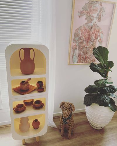 Arched side table cabinet