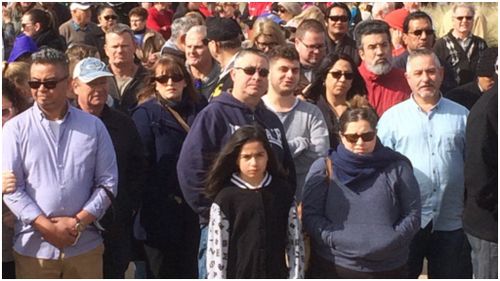 Hundreds converged in Caroline Springs to rally for a safer local community. (9NEWS)