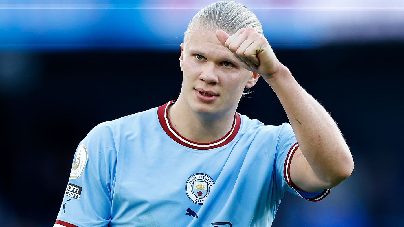 Manchester City star Erling Haaland celebrates a goal