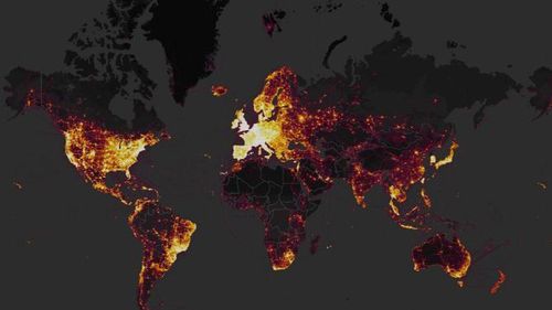 The Strava heatmap of fitness activity across the globe. (Strava heatmap)