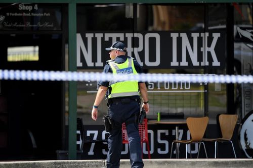 The shooting unfolded about 1pm at Nitro Ink tattoo parlour. (9NEWS)