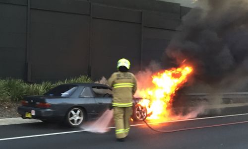 Car fire on M5 at Riverwood causing westbound traffic delays