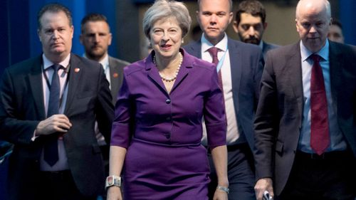 Prime Minister Theresa May arrives at the Conservative Party annual conference at the International Convention Centre, Birmingham.