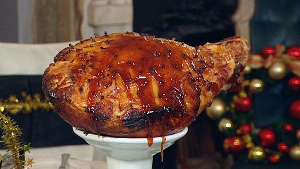 Bourbon and honey glazed ham