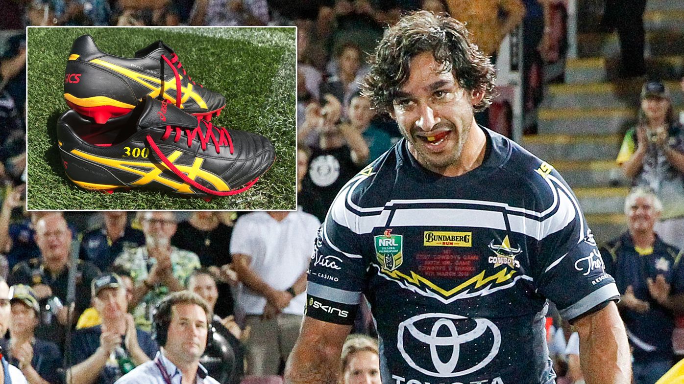 Johnathan Thurston and his 300th match boots