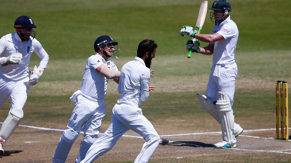 Moeen Ali celebrates the wicket of AB De Villiers. (Getty)