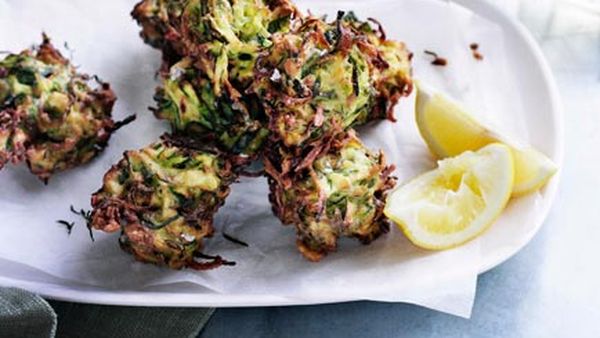 Zucchini and dill fritters with whipped feta