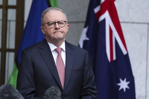 Prime Minister Anthony Albanese during a press conference at Parliament House in Canberra on Tuesday 10 March 2026. fedpol Photo: Alex Ellinghausen