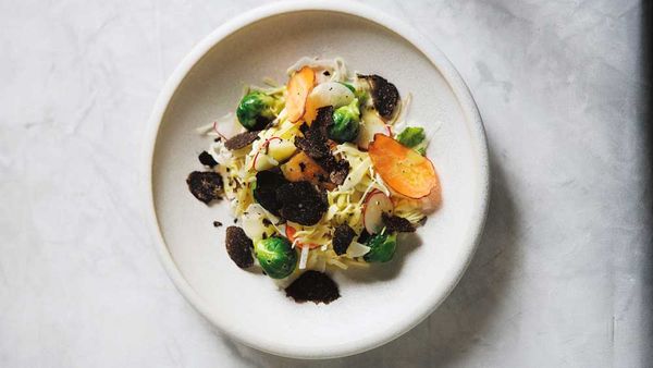 The Agrarian Kitchen's cabbage and root vegetable salad with truffle salad cream