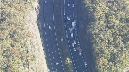 Two trucks collided on the M1 motorway this morning. 