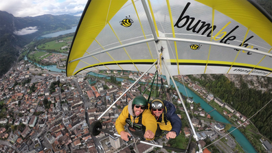 Return to the skies: Just under a year since a hang gliding experience that went horribly wrong, American Chris Gursky embarked on a second, more successful flight.