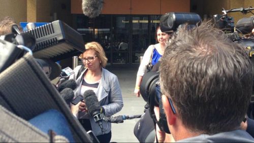 Luke's mother Rosie Batty addressing the media outside court. (9NEWS)