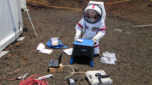 For eight months, the scientists were only allowed outside in their spacesuits. (AAP)
