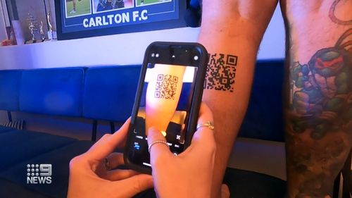 Damon Mule had a QR code tattooed on his leg to show his love for his favourite footy player.