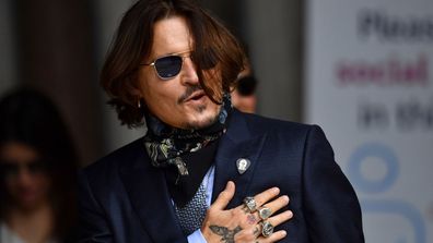 Johnny Depp arrives at the Royal Courts of Justice, the Strand on July 24, 2020 in London, England