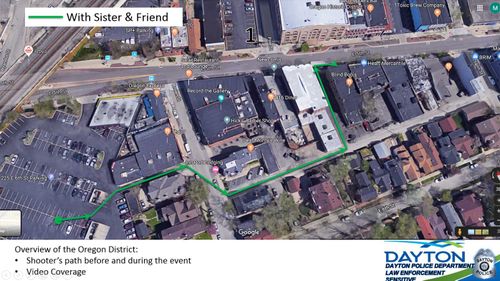 Dayton Police released this map showing the gunman walking to the bar with his sister.