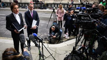 David Sherbourne reads statement on behalf of Prince Harry outside Royal Courts of Justice in London, December 16