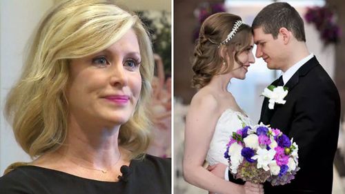 Photographer Andrea Polito (left) and her photo of Neely and Andrew Moldovan at their wedding. (Photo: CBS, and Polito)