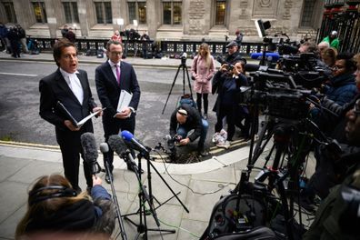 David Sherbourne reads a written statement on behalf of his legal client Prince Harry following the ruling in his favour in a lawsuit against the Mirror Group on December 15, 2023 in London