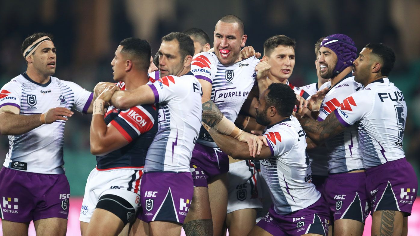 Roosters, Storm trade punches as players sin binned early in GF qualifier