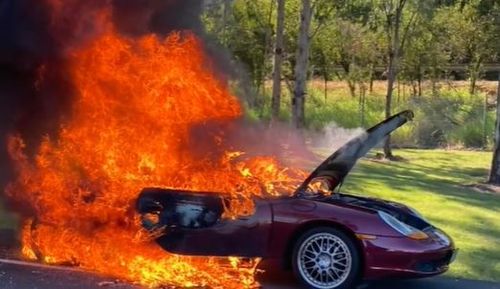 Porsche car fire