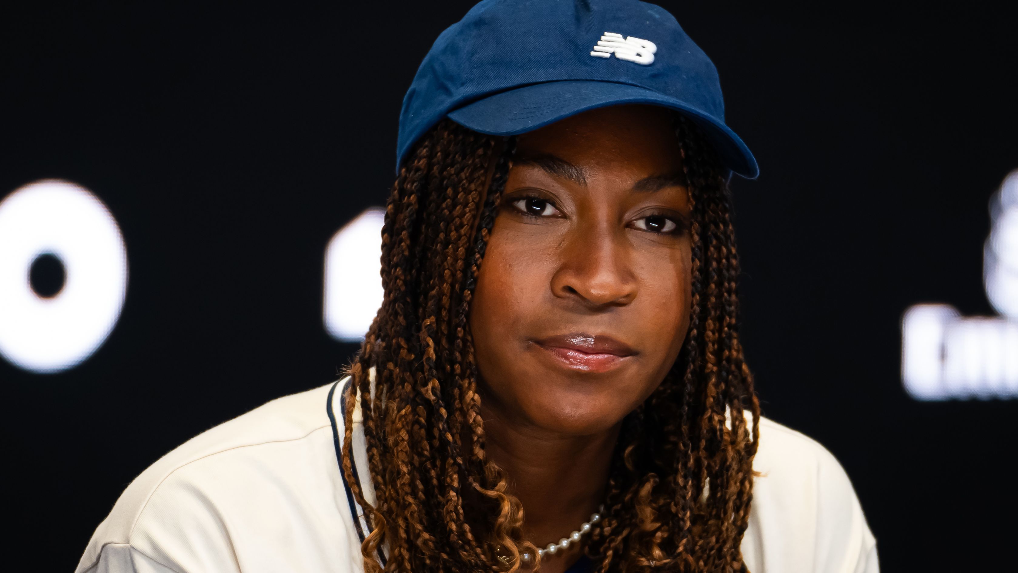 Coco Gauff of the United States talks to the media ahead of the 2024 Australian Open.