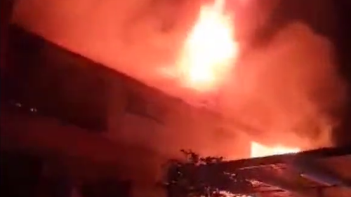 Two level unit in Charlestown, Newcastle, goes up in flames.
