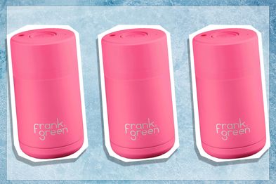 9PR: Frank Green 10oz Stainless Steel Ceramic Reusable Cup with Push Button Lid Neon Pink